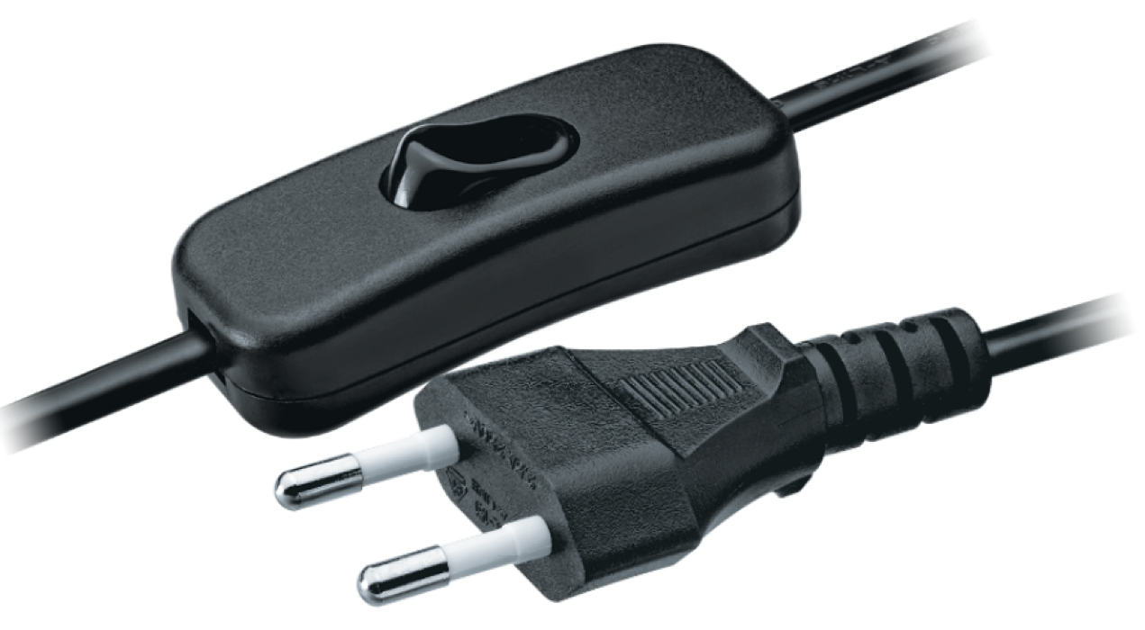 Шнур сетевой Navigator / Навигатор NPS-FS-170-2x0.5-BL с плоской вилкой без заземления, двухжильный, черный, длиной 1.7м / электрика