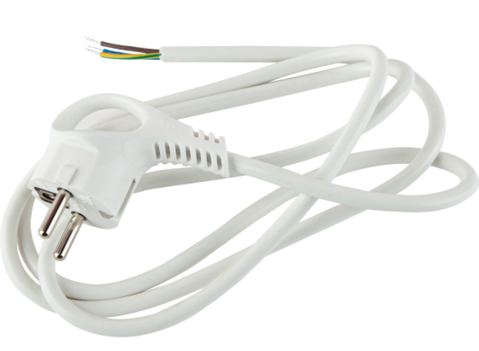 Шнур сетевой ЭРА UX-3x0,75-3m-W с круглой вилкой, с заземлением, трехжильный, белый, длиной 3м / электрика