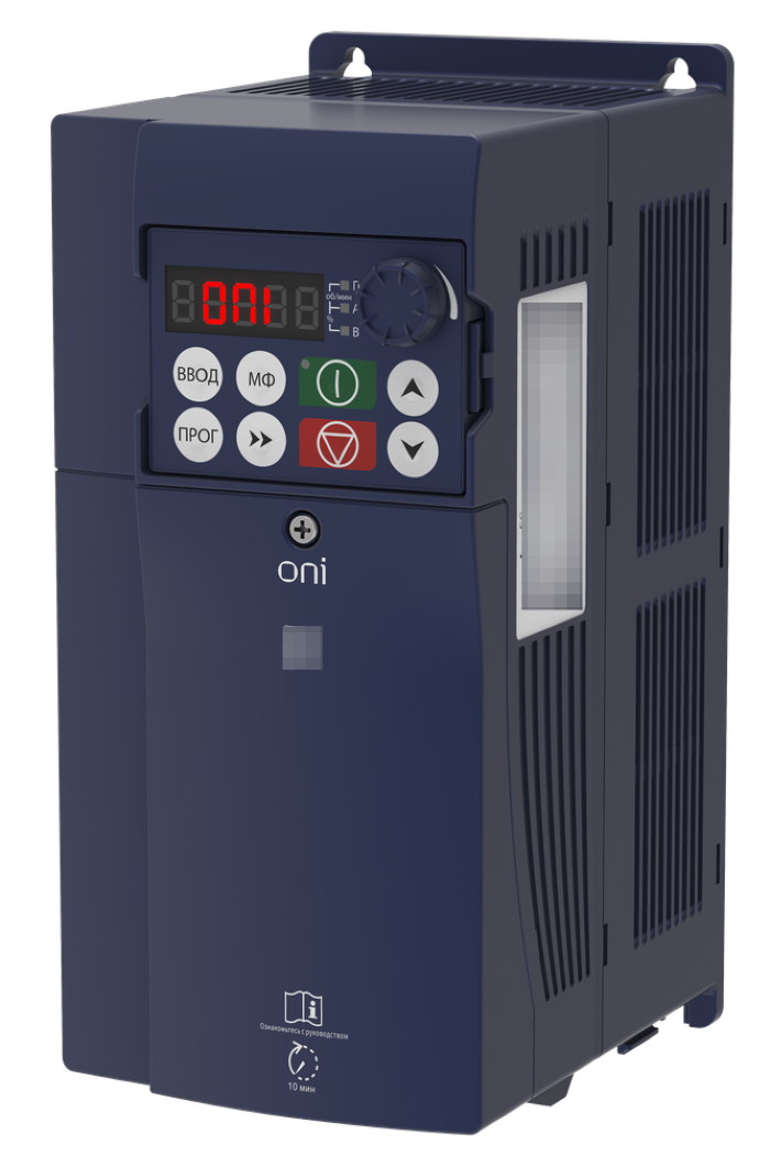 Частотный преобразователь ONI / ОНИ FC-230 со встроенным тормозом, в пластиковом корпусе синий, 240х157х110мм, 13А, 5.5кВт, 300Гц, 380В, IP20 / электрика