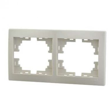 Рамка электроустановочная Lezard / Лезард Mira (860388) 701-0300-147 горизонтальная без вставки, скрытая установка кремовая, 2 поста / для розеток и выключателей