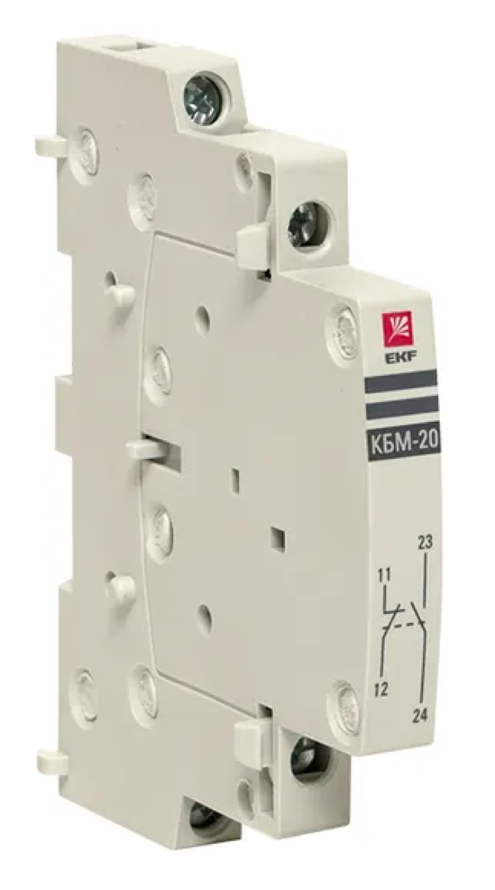 Дополнительный контакт EKF / ЕКФ PROxima КБМ-20 для КМ боковой, 2NO, 6А IP20 / электрика