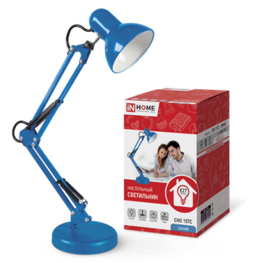 Лампа настольная IN HOME / Ин Хоум СНО 15ТС на основании, E27 230В 155x155x610мм синий, 4690612035840 / светильник