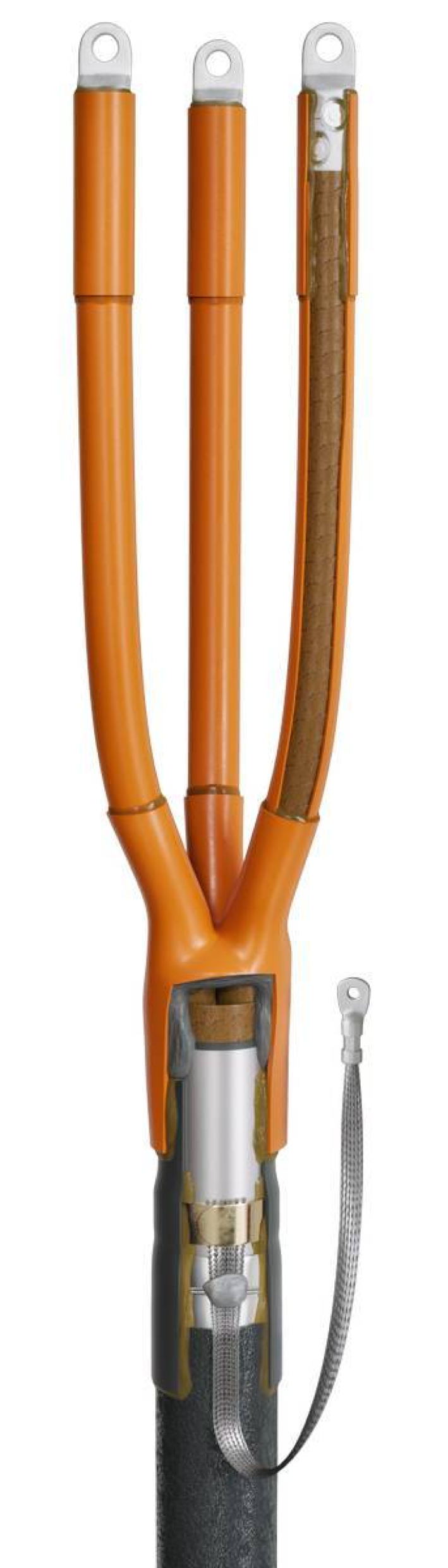 Муфта кабельная концевая КВТ 3КВТп-10-150/240(Б) нг-LS с болтовыми наконечниками, бумажная изоляция, 71см, 150/240мм2, 3 жилы / электрика