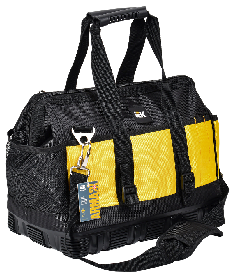 Сумка монтажника IEK / ИЕК Arma2l 5 с резиновым дном BG-01, из полиэстера с PVC-пропиткой, черно-желтая, 420х290х220мм / строительство и ремонт
