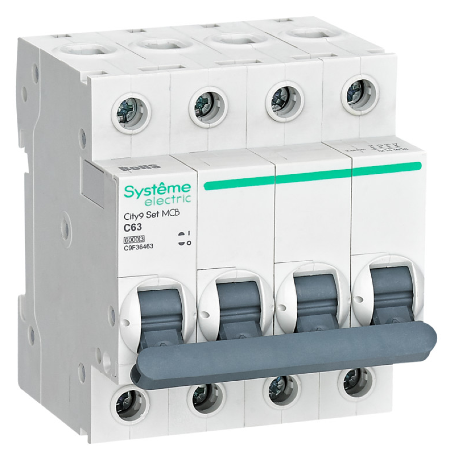 Автоматический выключатель Systeme Electric / Систем Электрик City9 Set, 4P 63А характеристика С, 6кА, C9F36463 / электроавтомат