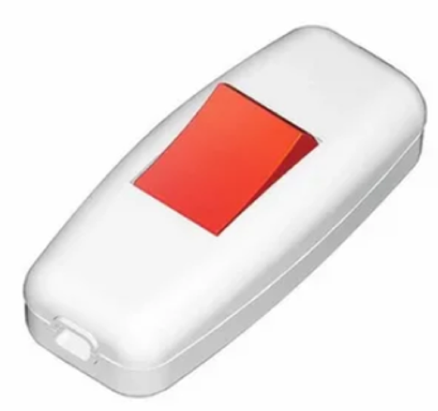 Выключатель LEZARD / Лезард 715-1101-611 навесной, на шнур, из пластика, бело-красный, 220В, 6А, IP20 / переключатель