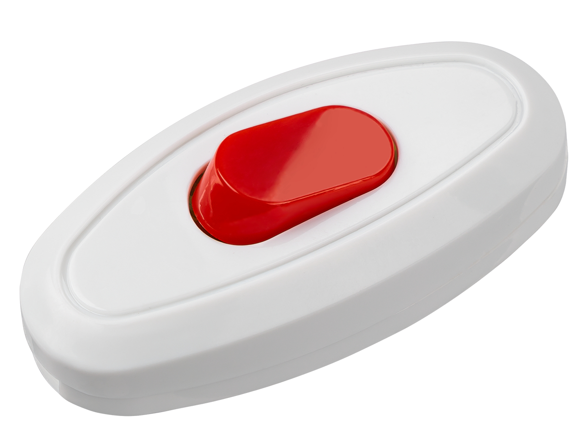 Выключатель TDM Electric / ТДМ Электрик SQ1806-0221 навесной, на шнур, из пластика, белый с красной кнопкой, 250В, 6А, IP20 / переключатель