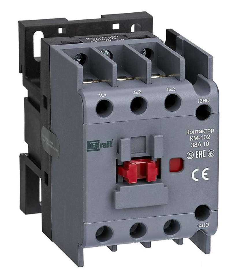 Контактор модульный DEKraft / Де Крафт КМ-102 38А 220В/230В АС3 АС4 1НО, 22313DEK / коммутационное оборудование