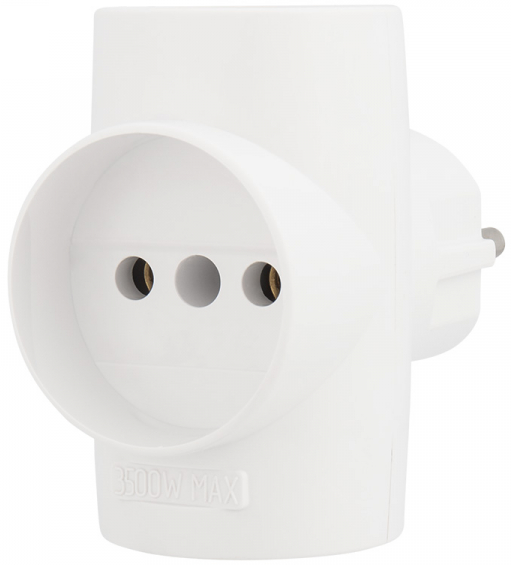 Разветвитель электрический сетевой REXANT / Рексант без заземления, 3 розетки 10А белый, 11-1077 / тройник