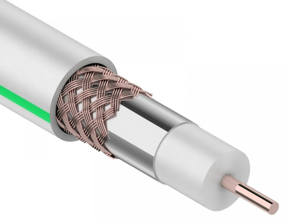 Кабель REXANT / Рексант SAT 703B Indoor Cu/Al/Сl 75 Ом коаксиальный, медь бухта белый, длина 50м, 01-2431-50 / провод