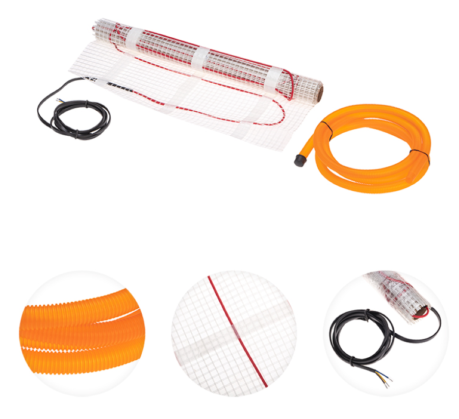 Нагревательный мат REXANT / Рексант Classic RNX-15-2250 под плитку, с экраном, 0.5х30м, площадь 15кв.м, максимальная мощность 2250Вт / теплый пол электрический