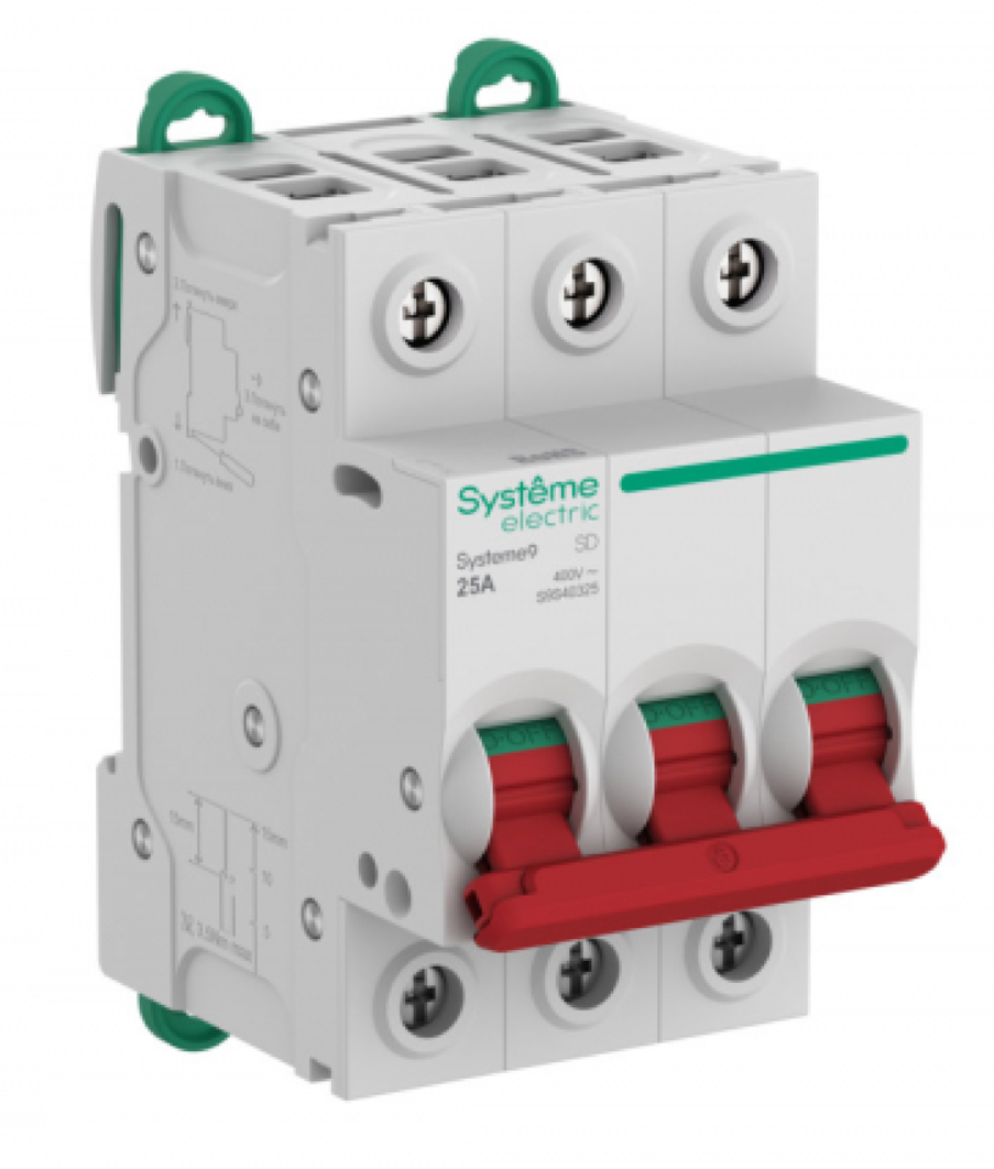 Выключатель нагрузки Systeme Electric / Систем Электрик Systeme9, 3Р 25А 400В, S9S40325 / разъединитель
