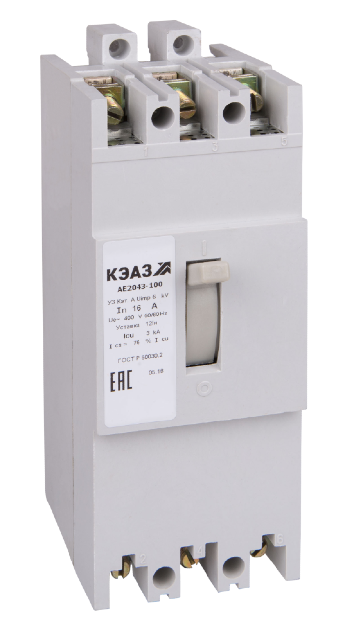 Автоматический выключатель КЭАЗ АЕ2046-20Р-40А-12Iн-400AC-У3 в литом корпусе, 3P 63А, 104346 / электроавтомат