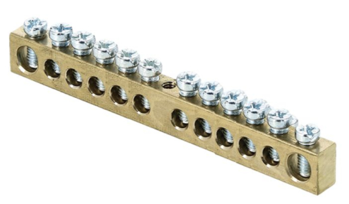 Шина EKF / ЕКФ PROxima PEN ноль-земля, контактная группа качественная латунь, крепеж по центру, 6х9х82мм, 1×12 100А, sn0-63-12 / соединитель проводов