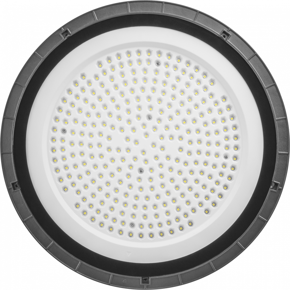 Светильник подвесной потолочный ОНЛАЙТ OHB-01-200-5K-LED светодиодный для высоких пролетов, в корпусе из алюминия, черный, размер 357х30мм, 200Вт, 20000Лм, 5000К, IP65 / освещение