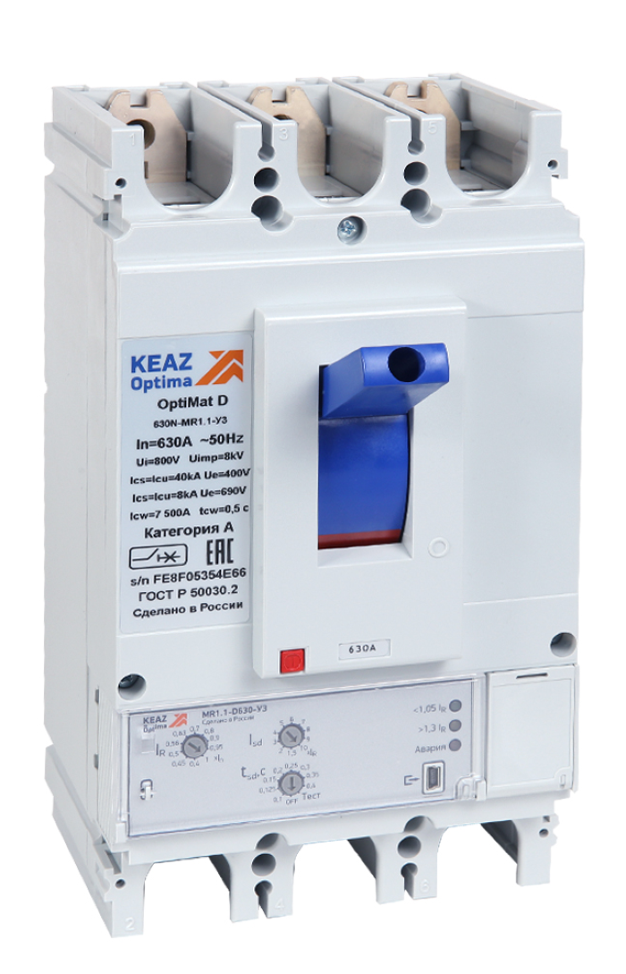 Автоматический выключатель КЭАЗ OptiMat D630N-MR2.1-У3, 3P 630А, 321663 / электроавтомат