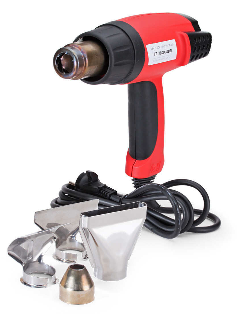 Строительный фен КВТ ТТ-1800 Мастер пистолетный, с регулировкой температуры, красный, 580°С, мощностью 1800Вт / инструменты