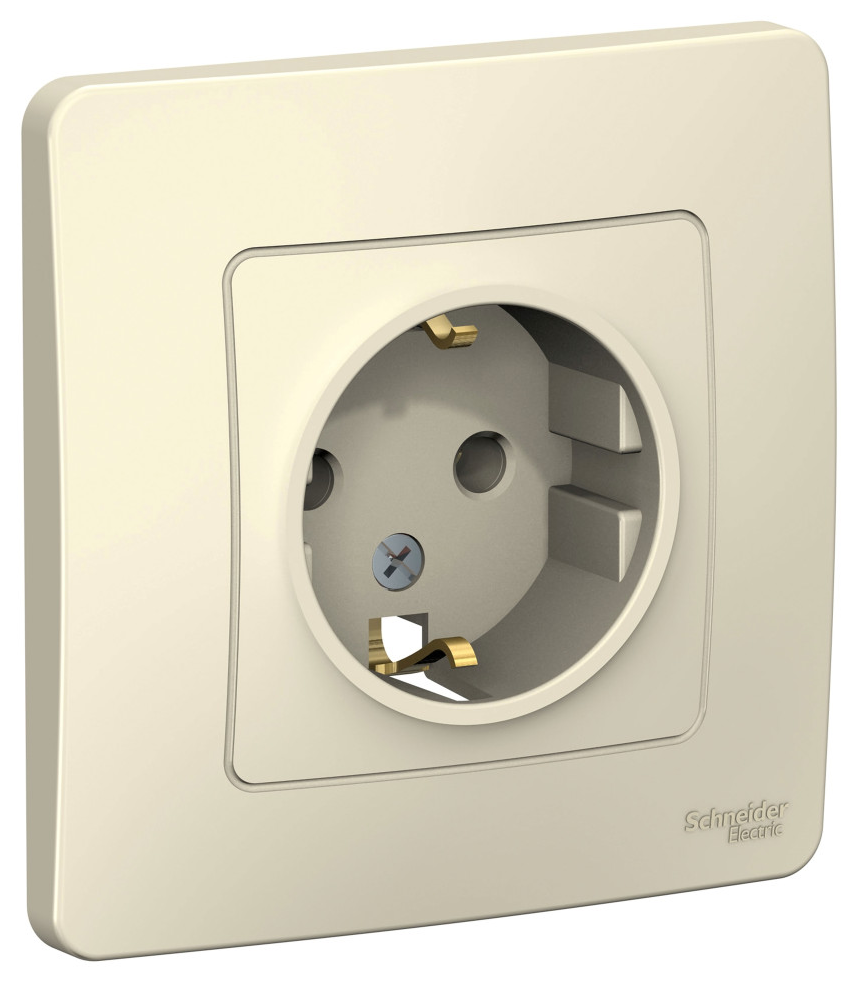 Розетка силовая штепсельная Systeme Electric / Систем Электрик Blanca, 16А 250В IP20 молочный, с заземляющими контактами, BLNRS001012