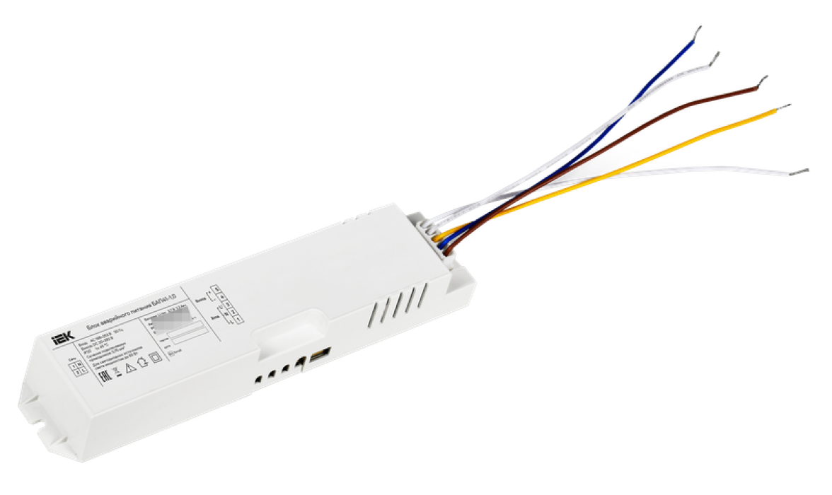 Блок аварийного питания IEK / ИЕК БАП41-1.0 универсальный, для LED, белый, 227х17х37мм, 392В, 60Вт, IP20 / освещение, электрика