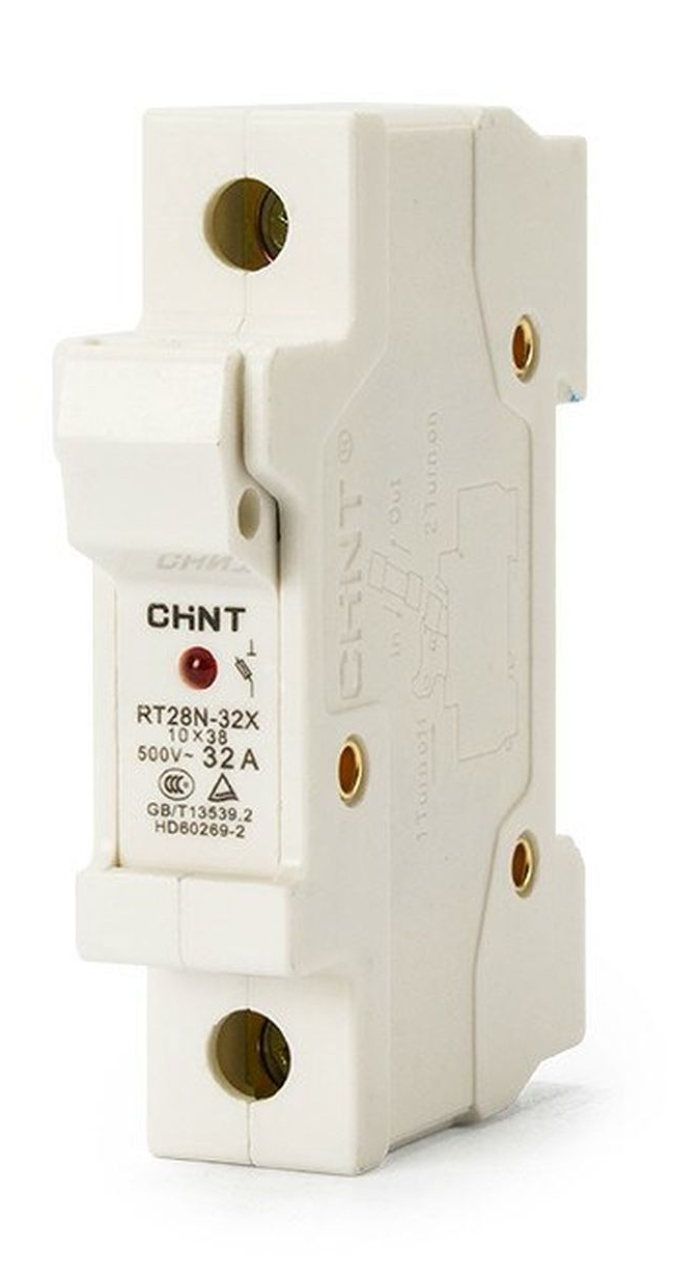 Держатель предохранителя CHINT / Чинт RT28N-32X под DIN-рейку с индикацией, 1P, 10х38мм, 32А, переменный (АС), 500В / электрика