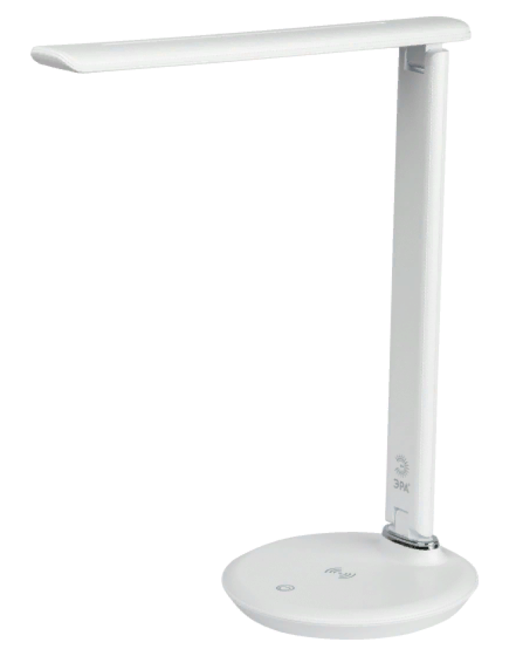Лампа настольная светодиодная ЭРА NLED-504-10W-W с встроенным модулем Qi для зарядки, 190х70х400мм белая, Б0057196 / светильник