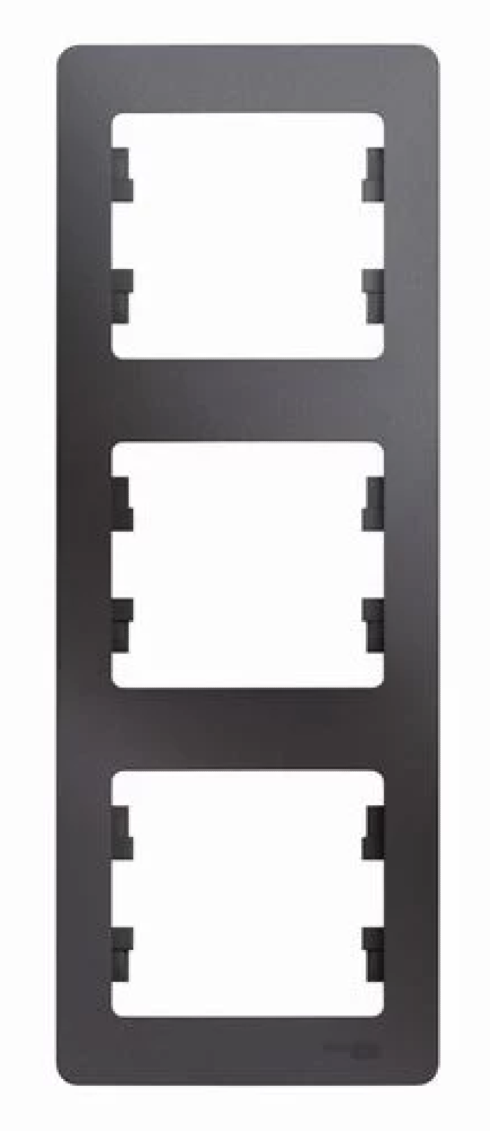 Рамка электроустановочная Systeme Electric / Систем Электрик Glossa GSL001307 скрытая установка, IP20, вертикальная графит, 3 поста / для розеток и выключателей