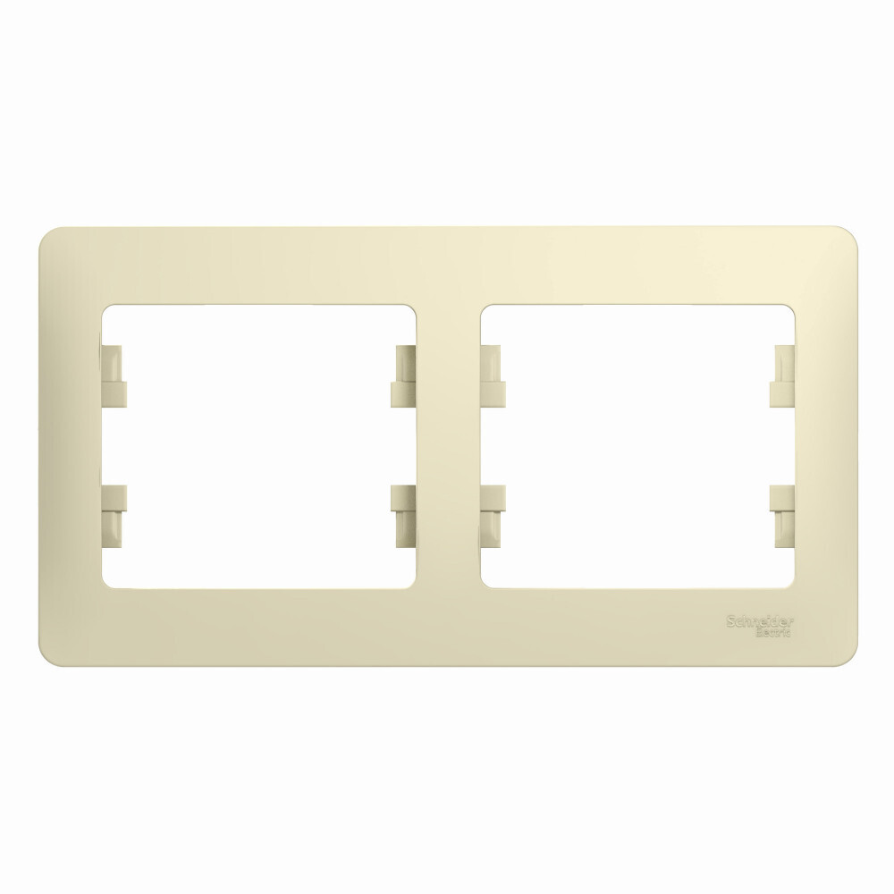 Рамка электроустановочная Systeme Electric / Систем Электрик Glossa GSL000202 скрытая установка, горизонтальная бежевая, 2 поста / для розеток и выключателей