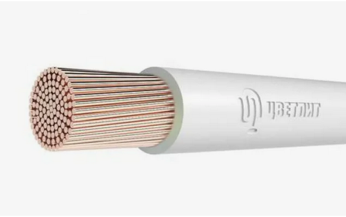 Провод электрический Цветлит ПуГВнг(A)-LSLTx ГОСТ одножильный многопроволочный, медь, ПВХ пластикат белый сечением 4мм², 1м, 00-00133021 / кабель