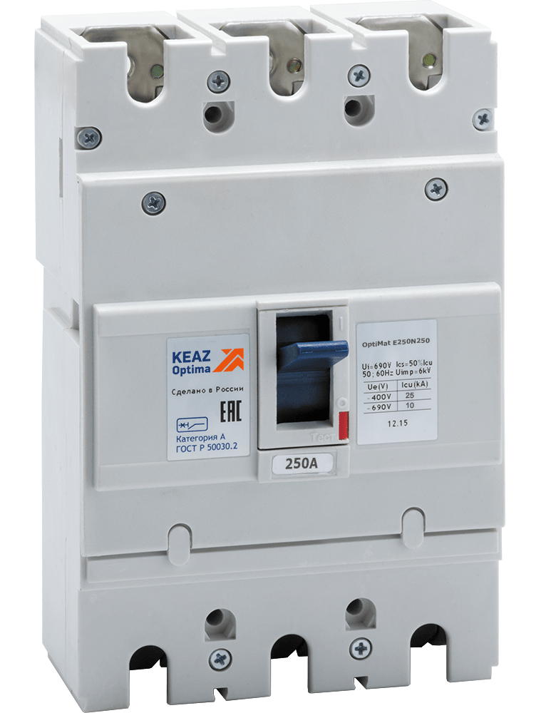Автоматический выключатель КЭАЗ OptiMat E250N250-УХЛ3, 3P 250А, 230655 / электроавтомат