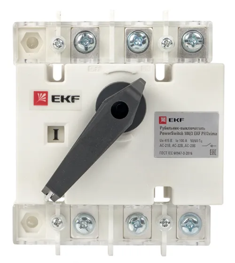 Рубильник EKF / ЕКФ PowerSwitch выключатель, c рукояткой управления для прямой установки, 100А 690В, 3 полюса / электроприборы