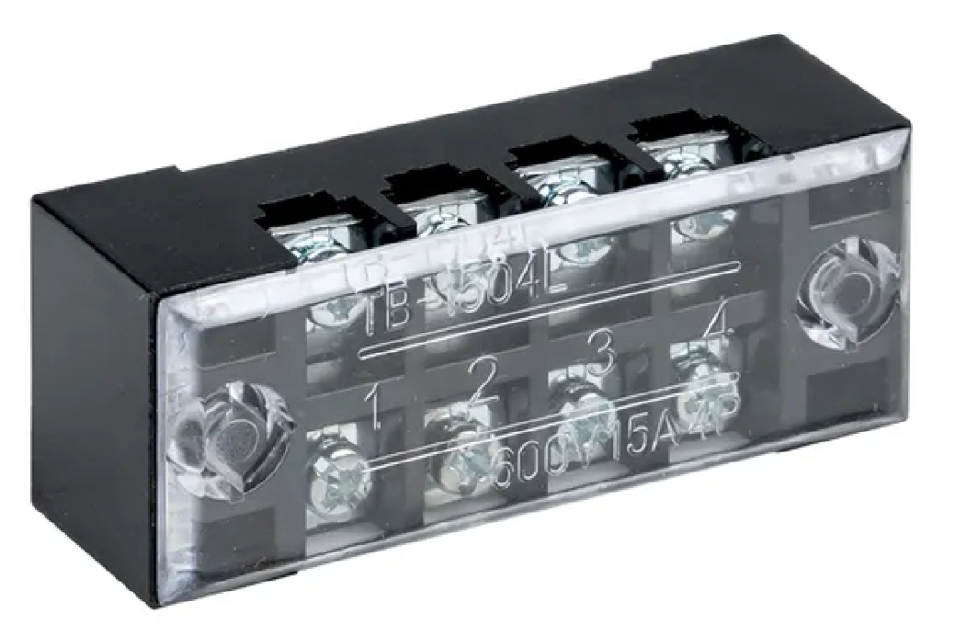 Блок зажимов EKF / ЕКФ PROxima TB-1504 колодка клеммная в корпусе из термопласта черная, сечение 1.5мм2, 15А, 660В, 4 пары контактов / электрика