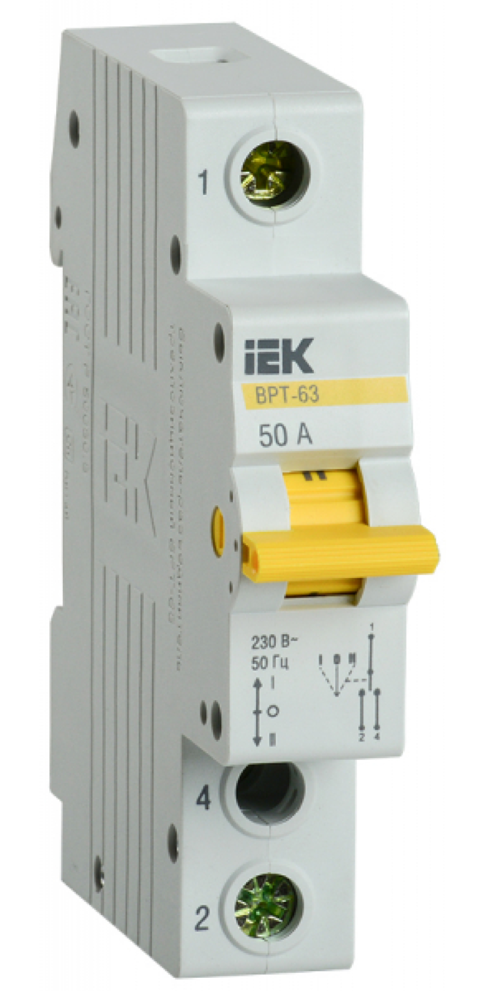 Выключатель нагрузки IEK / ИЭК ВРТ-63 трехпозиционный, 1P 50A, MPR10-1-050 / разъединитель
