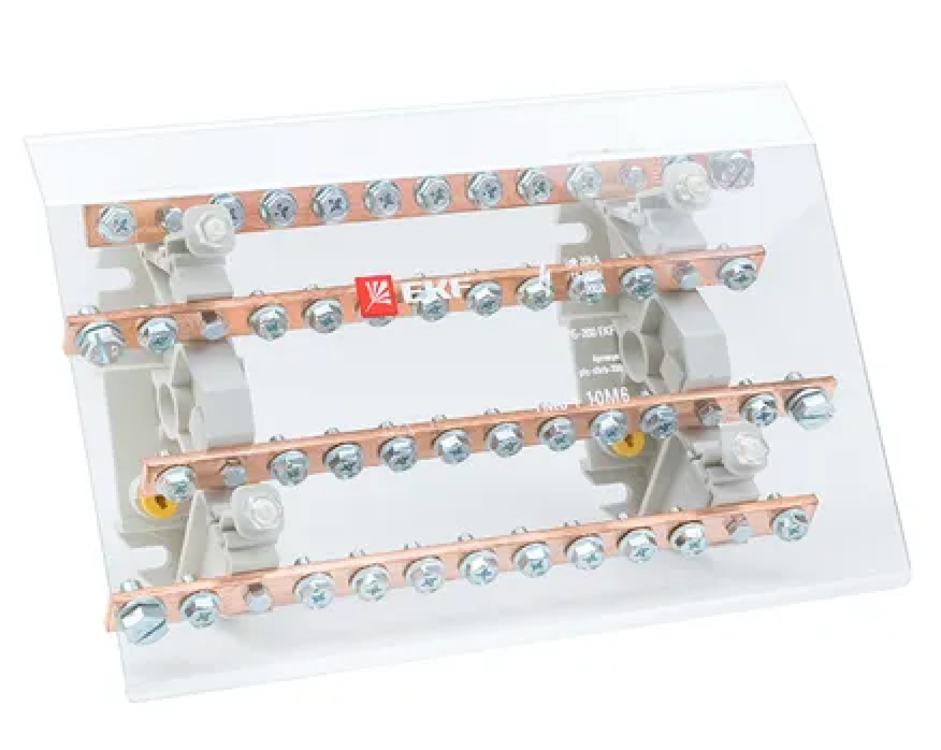 Распределительный блок EKF / ЕКФ PROxima ШРБ-200 крепеж на монтажную панель/DIN-рейку, полиамид белый, 275х130х71мм, сечение 2.5-70мм2, 4 полюса, 11 контактов, 200А / кросс модуль