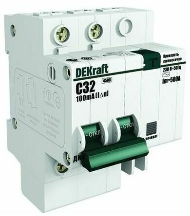 Дифференциальный автомат Systeme Electric / Систем Электрик DEKraft ДИФ-101 2P 30мА 60Гц 230В 10А характеристика С тип AC, 15002DEK / автоматический выключатель