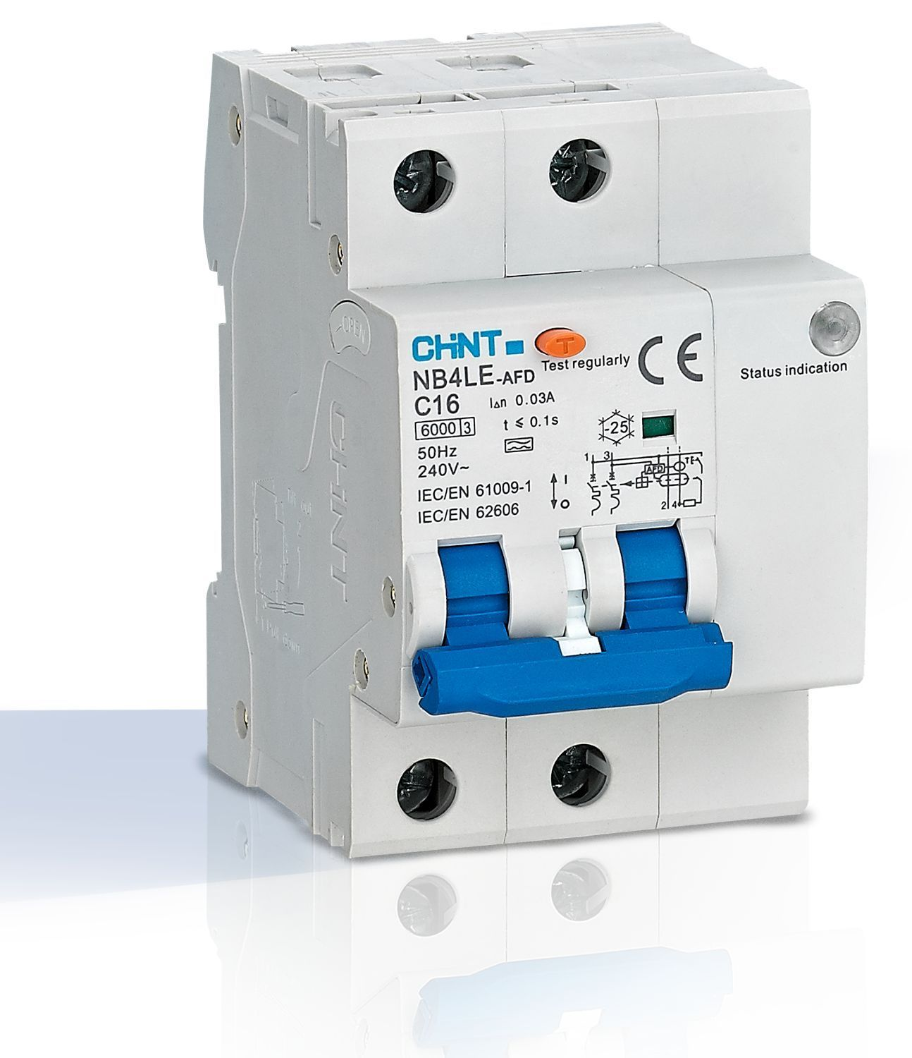 Устройство защиты от дугового пробоя CHINT / Чинт NB4LE-AFD c автоматическим выключателем, двухполюсное, в пластиковом корпусе, серый, C25 тип A, 30мА, 230В / электрика
