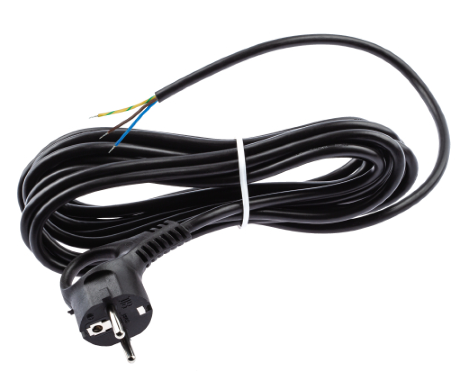 Шнур сетевой ЭРА UX-3x0.75-2m-B с круглой вилкой, с заземлением, трехжильный, черный, длиной 2м / электрика