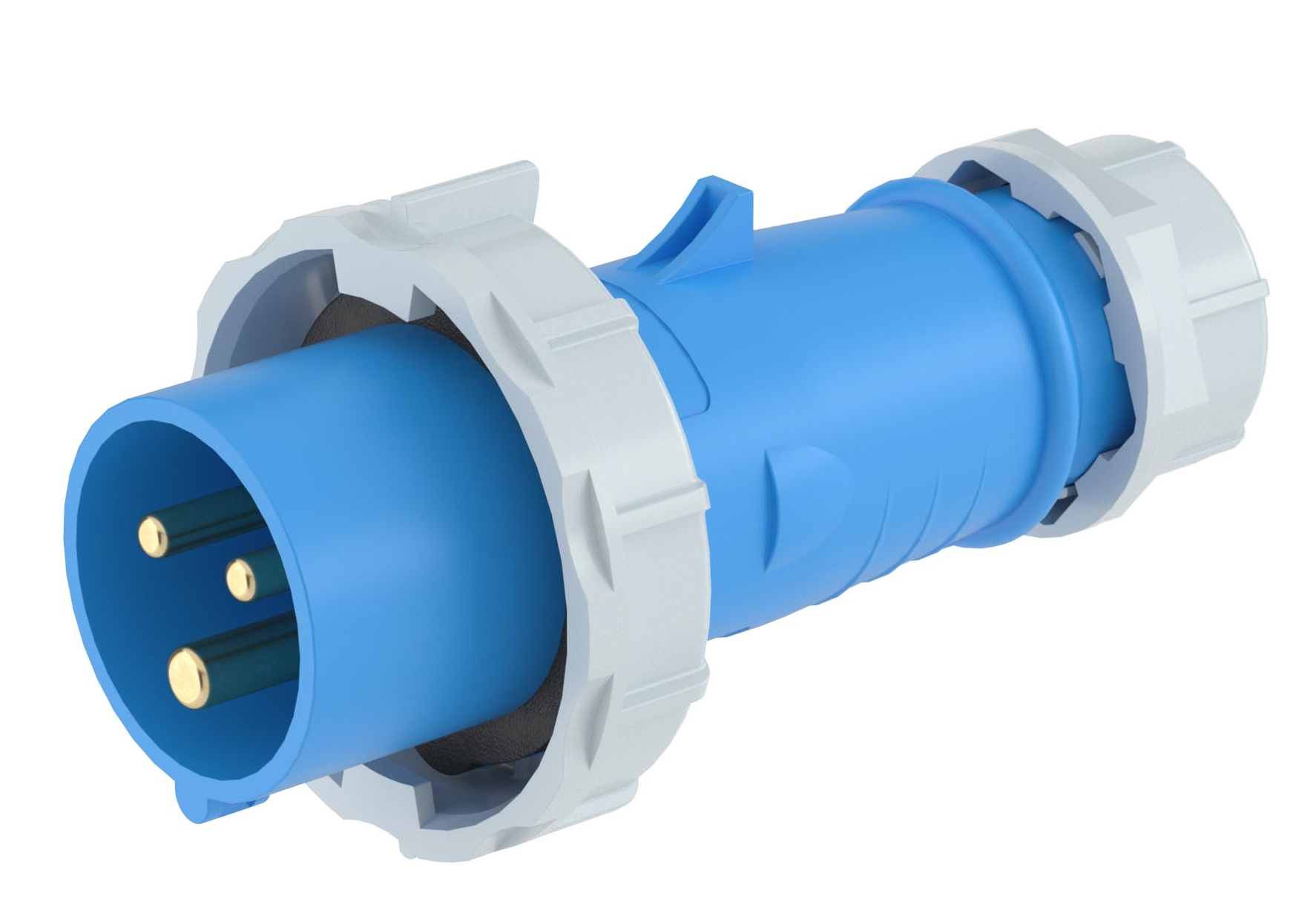 Вилка силовая кабельная DKC / ДКС переносная прямая из самозатухающего пластика, синяя, 16A 2P+E 230V, IP67, DIS2181633 / электрика