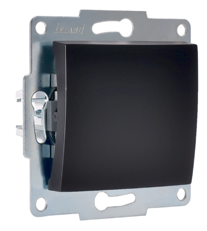 Выключатель Lezard / Лезард Karina, 10А IP20 250В, черный бархат 70х70х40мм одноклавишный, 707-4288-100 / переключатель