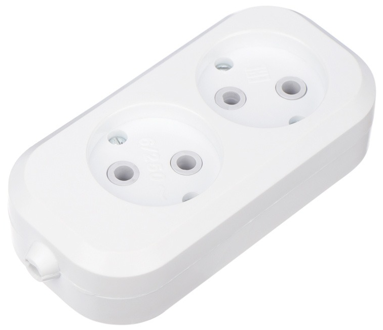 Блок розеток REXANT / Рексант 2 гнезда без заземляющих контактов, 11-8701 / колодка электрическая для удлинителя