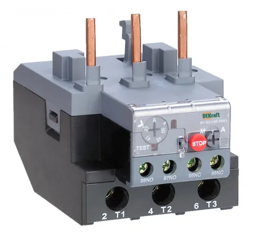 Реле тепловое DEKraft РТ-02, 40А-95А, 48А-65А, пластик