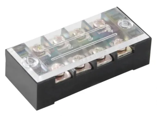 Блок зажимов Техэнерго ТВ-35/04 колодка клеммная в корпусе из пластика черная, 35А, 400-690В, 4 пары контактов / электрика