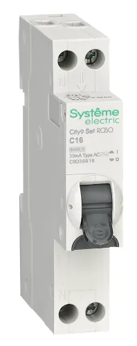 Дифференциальный автомат Systeme Electric City9 Set, 1P+N 16А 30мА