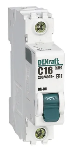 Автоматический выключатель DEKraft ВА-101, 1Р 16А С 4.5кА 11054DEK