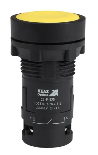 Кнопка КЭАЗ OptiSignal Compact D22 C7-P-520, желтая, 362052