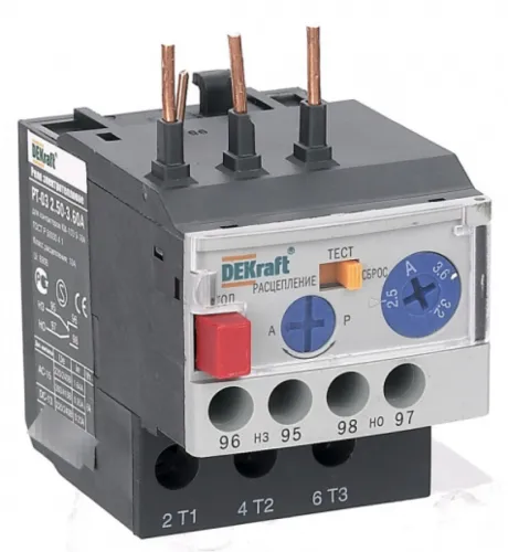 Реле электротепловое DEKraft РТ-03, 2.5-3.6А, черный, 23110DEK