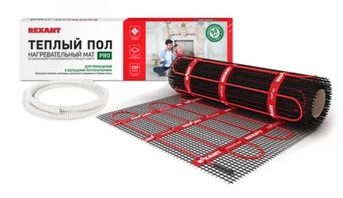 Нагревательный мат REXANT / Рексант PRO RNX-2-440 под плитку, без терморегулятора, двухжильный с экраном, 0.5х4м, площадь 2кв.м, максимальная мощность 440Вт / теплый пол электрический