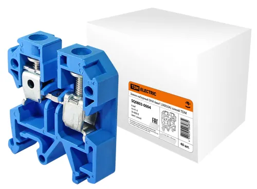 Клемма TDM Electric ЗНИ-6мм2 (JXB50А), винтовая, 46х7мм, синяя