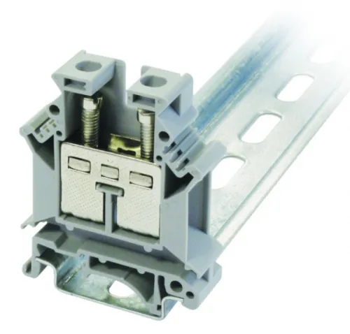 Клемма для проводов ПРОВЕНТО винтовая проходная, 2 контакта, серая, 16мм2, TB16, 1шт. / зажим