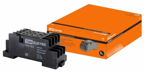 Разъем розеточный TDM Electric / ТДМ Электрик РРМ78/3 модульный, в пластиковом корпусе, черный, 47×35×22мм, 230В, 5А, 11 контактов, IP20 / электрика
