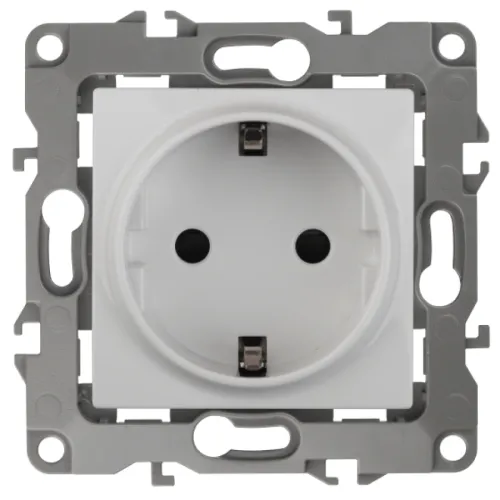 Розетка силовая штепсельная ЭРА 12 12-2111-01, 16А 250В IP20, белый 2P+E Schuko, скрытого монтажа с заземляющими контактами, Б0029236